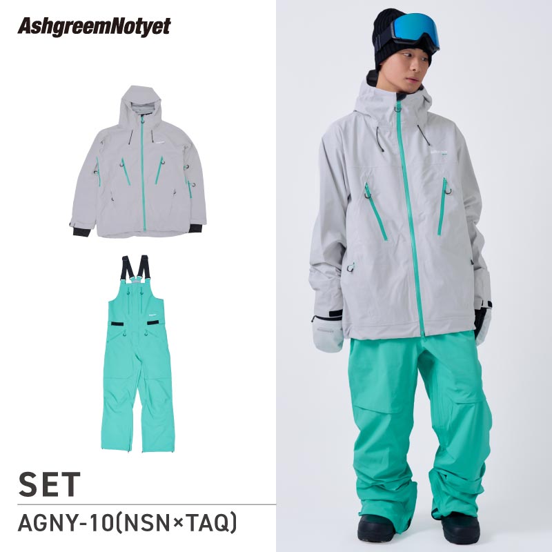 【10月下旬より順次発送】アッシュグリーム ウェア Notyet スノーボードウェア AGNY-01SET 高機能ストレッチ 上下セット スノージャケット ビブパンツ スノーウェア スノボウェア スキーウェア メンズ レディース ASHGREEM