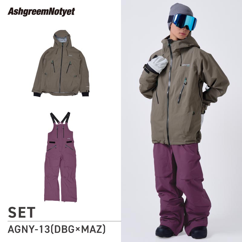 【10月下旬より順次発送】アッシュグリーム ウェア Notyet スノーボードウェア AGNY-01SET 高機能ストレッチ 上下セット スノージャケット ビブパンツ スノーウェア スノボウェア スキーウェア メンズ レディース ASHGREEM