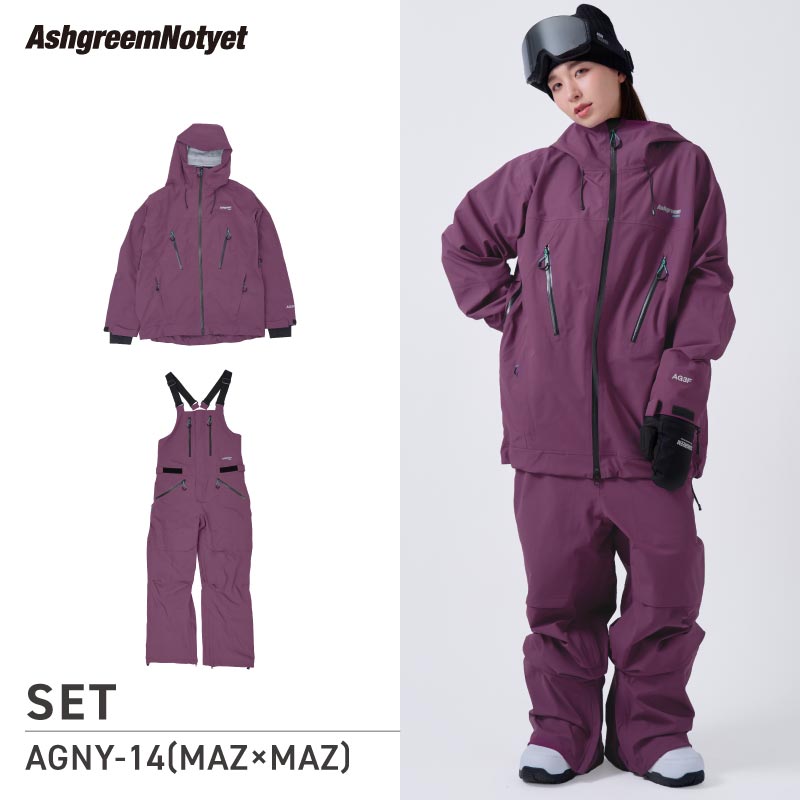【10月下旬より順次発送】アッシュグリーム ウェア Notyet スノーボードウェア AGNY-01SET 高機能ストレッチ 上下セット スノージャケット ビブパンツ スノーウェア スノボウェア スキーウェア メンズ レディース ASHGREEM