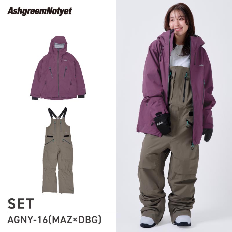 【10月下旬より順次発送】アッシュグリーム ウェア Notyet スノーボードウェア AGNY-01SET 高機能ストレッチ 上下セット スノージャケット ビブパンツ スノーウェア スノボウェア スキーウェア メンズ レディース ASHGREEM
