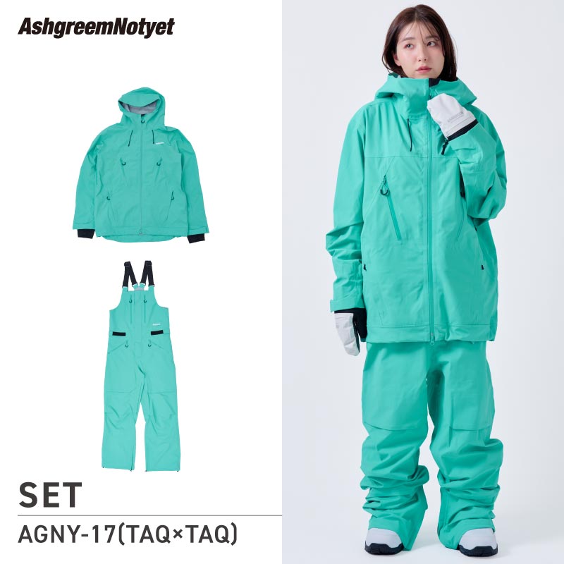 【10月下旬より順次発送】アッシュグリーム ウェア Notyet スノーボードウェア AGNY-01SET 高機能ストレッチ 上下セット スノージャケット ビブパンツ スノーウェア スノボウェア スキーウェア メンズ レディース ASHGREEM