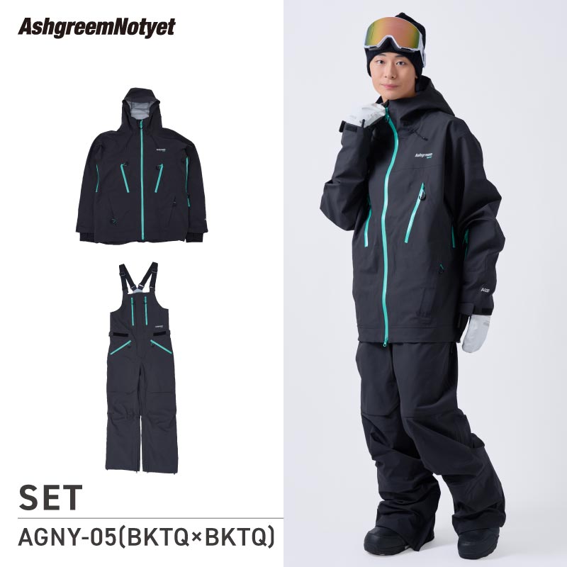 【10月下旬より順次発送】アッシュグリーム ウェア Notyet スノーボードウェア AGNY-01SET 高機能ストレッチ 上下セット スノージャケット ビブパンツ スノーウェア スノボウェア スキーウェア メンズ レディース ASHGREEM