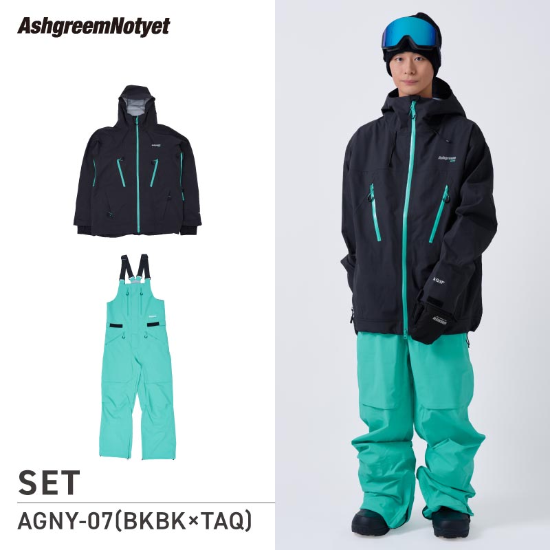 【10月下旬より順次発送】アッシュグリーム ウェア Notyet スノーボードウェア AGNY-01SET 高機能ストレッチ 上下セット スノージャケット ビブパンツ スノーウェア スノボウェア スキーウェア メンズ レディース ASHGREEM