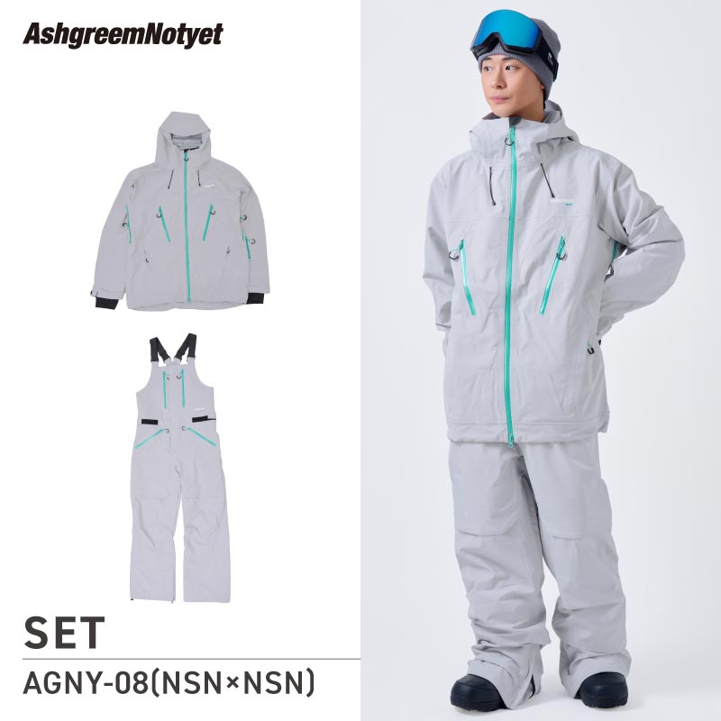 【10月下旬より順次発送】アッシュグリーム ウェア Notyet スノーボードウェア AGNY-01SET 高機能ストレッチ 上下セット スノージャケット ビブパンツ スノーウェア スノボウェア スキーウェア メンズ レディース ASHGREEM
