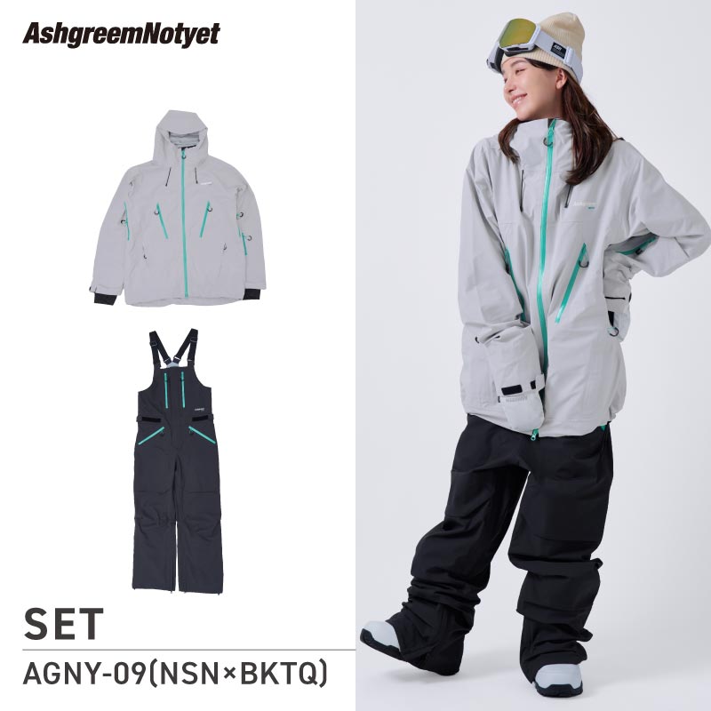 【10月下旬より順次発送】アッシュグリーム ウェア Notyet スノーボードウェア AGNY-01SET 高機能ストレッチ 上下セット スノージャケット ビブパンツ スノーウェア スノボウェア スキーウェア メンズ レディース ASHGREEM