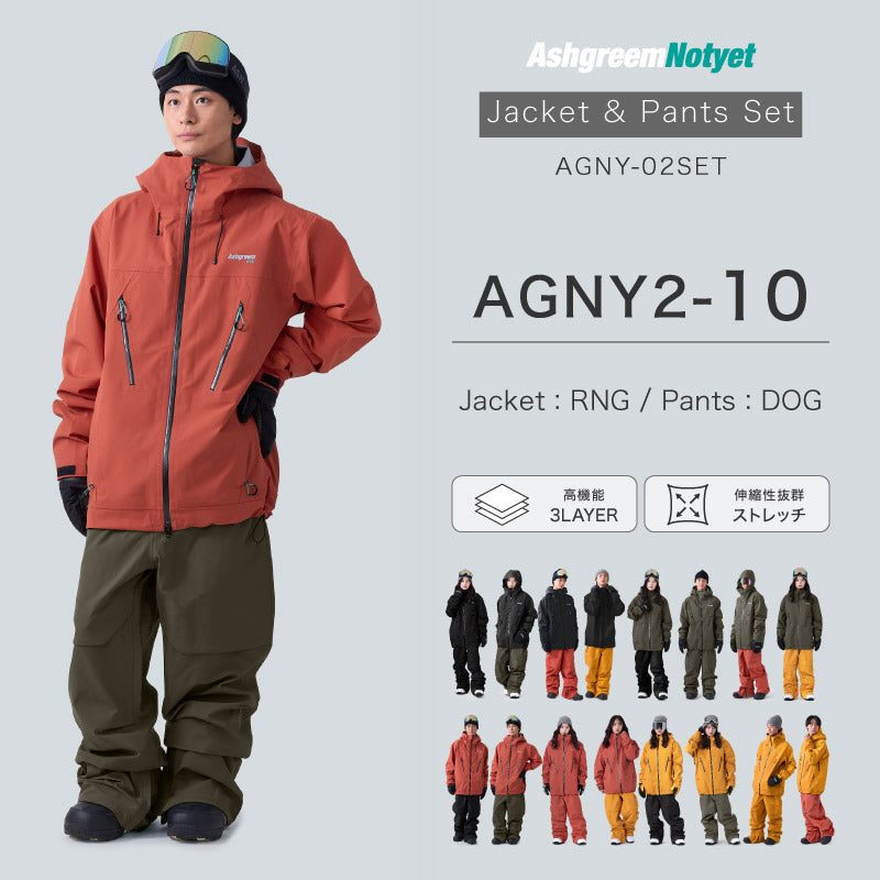 【10月下旬より順次発送】ASHGREEM スノーボードウェア 上下セット AGNY-02SET