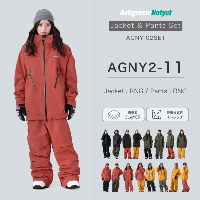 【10月下旬より順次発送】ASHGREEM スノーボードウェア 上下セット AGNY-02SET