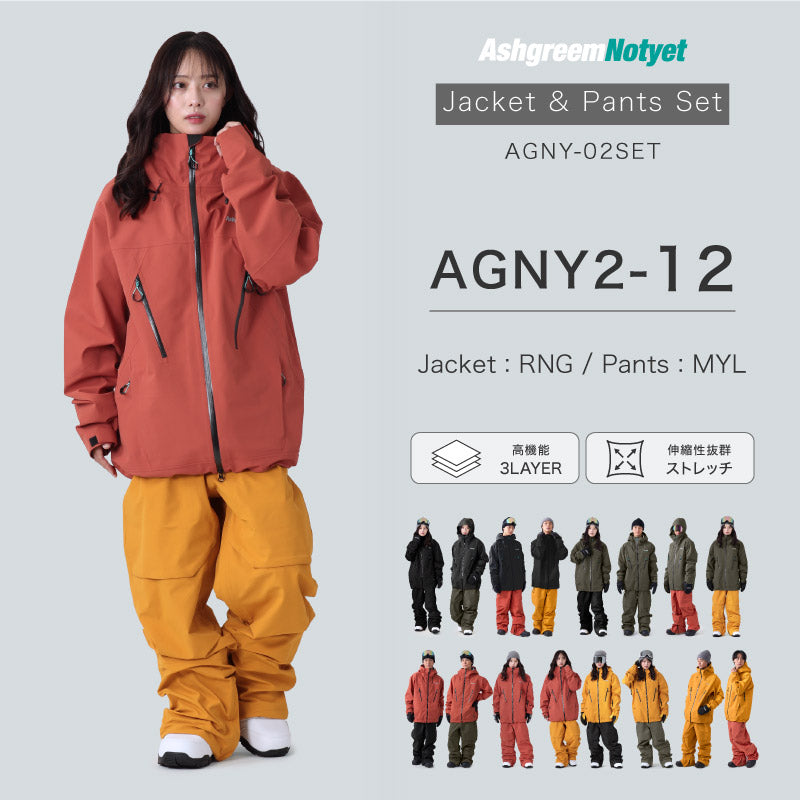 【10月下旬より順次発送】ASHGREEM スノーボードウェア 上下セット AGNY-02SET