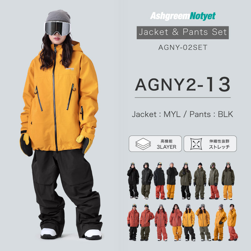 【10月下旬より順次発送】ASHGREEM スノーボードウェア 上下セット AGNY-02SET