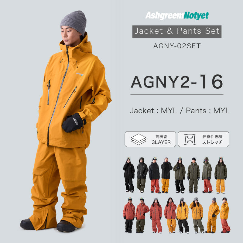 【10月下旬より順次発送】ASHGREEM スノーボードウェア 上下セット AGNY-02SET
