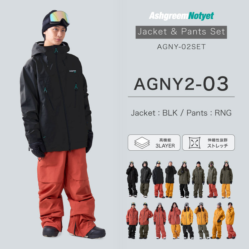 【10月下旬より順次発送】ASHGREEM スノーボードウェア 上下セット AGNY-02SET