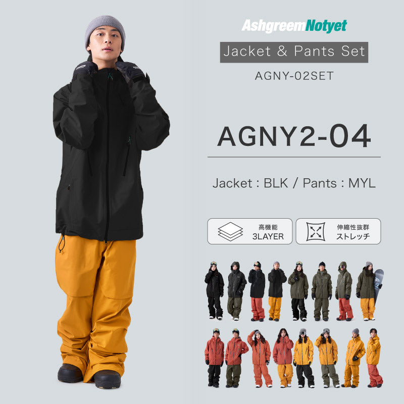 【10月下旬より順次発送】ASHGREEM スノーボードウェア 上下セット AGNY-02SET