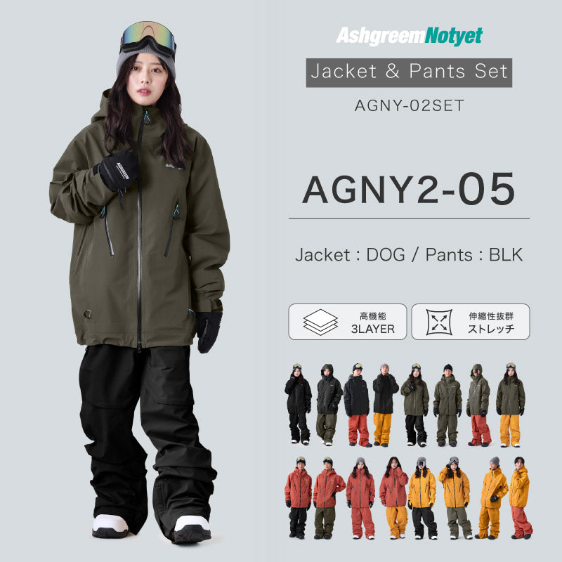 【10月下旬より順次発送】ASHGREEM スノーボードウェア 上下セット AGNY-02SET