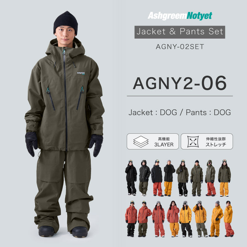 【10月下旬より順次発送】ASHGREEM スノーボードウェア 上下セット AGNY-02SET