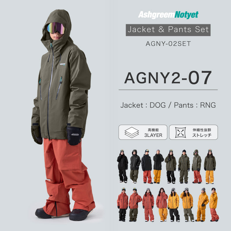 【10月下旬より順次発送】ASHGREEM スノーボードウェア 上下セット AGNY-02SET