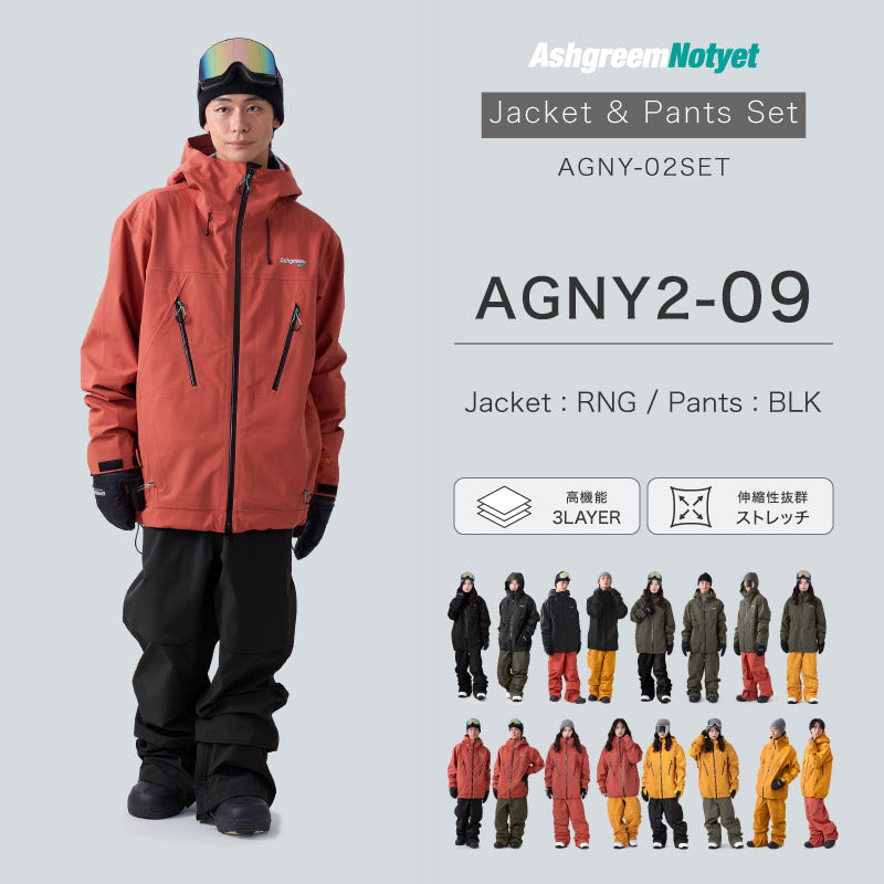 【10月下旬より順次発送】ASHGREEM スノーボードウェア 上下セット AGNY-02SET