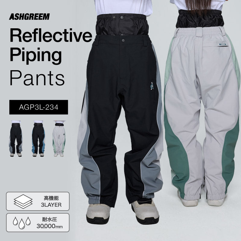 【10月下旬より順次発送】アッシュグリーム ウェア スノーボードウェア ウェーブ切替 パンツ 単品 3レイヤー AGP3L-234 耐水圧30000mm 防水 透湿 スノーウェア スノボウェア スキーウェア メンズ レディース ASHGREEM