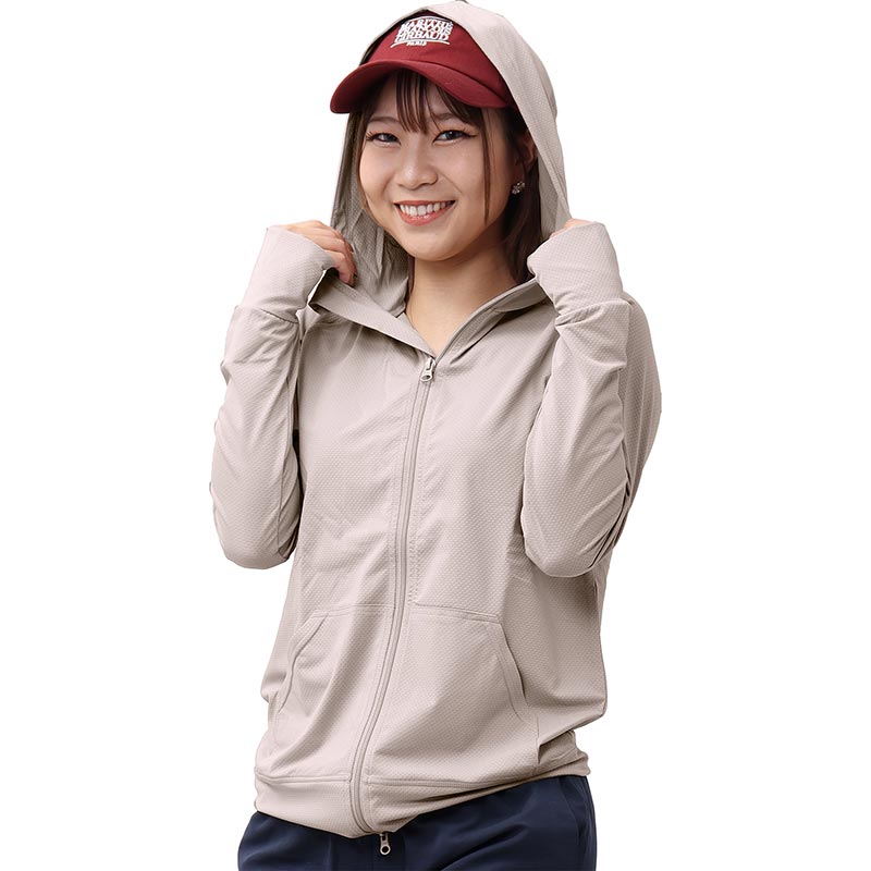 アッシュグリーム ラッシュガード レディース 涼感素材 吸水速乾 UVパーカー 長袖 アウトドア シンプル 体型カバー フード付き ノーマル丈UVパーカー AGUV-201W