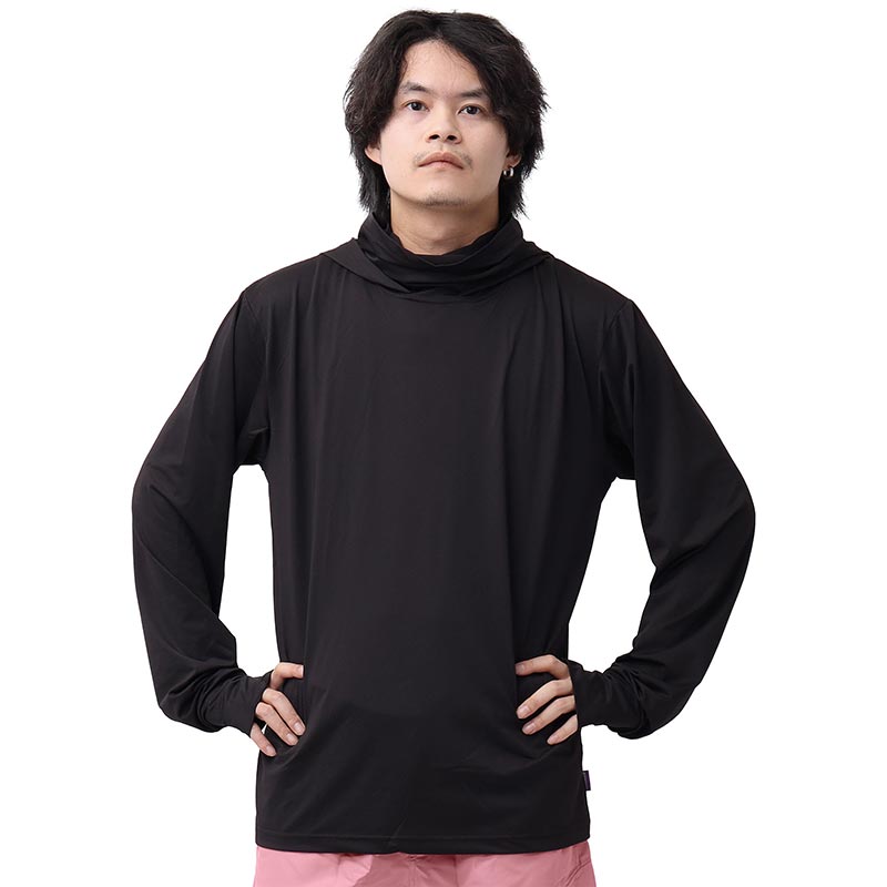 ラッシュガード メンズ 涼感素材 吸水速乾 UVパーカー 長袖 アウトドア シンプル フード付き ノーマル丈 UVパーカー AGUV-101M