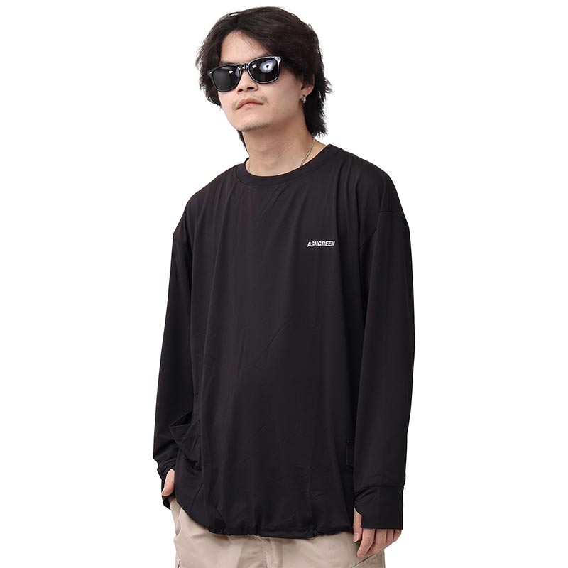 ＼裾が絞れる!!／ ラッシュガード ユニセックス 涼感素材 吸水速乾 UV長袖Tシャツ アウトドア シバカツ メンズ レディース オーバー長袖Tシャツ AGUV-104U