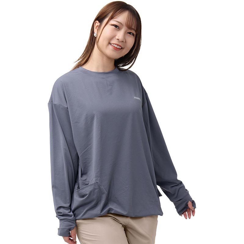 ＼裾が絞れる!!／ ラッシュガード ユニセックス 涼感素材 吸水速乾 UV長袖Tシャツ アウトドア シバカツ メンズ レディース オーバー長袖Tシャツ AGUV-104U