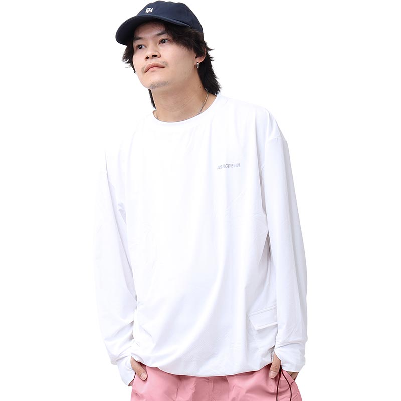 アッシュグリーム ＼裾が絞れる!!／ ラッシュガード ユニセックス 涼感素材 吸水速乾 UV長袖Tシャツ アウトドア シバカツ メンズ レディース オーバー長袖Tシャツ AGUV-104U
